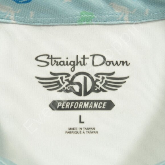 Straight Down Sea Print Bella Vista Country Club Golf Polo Shirt in Blue Size L - Picture 5 of 6